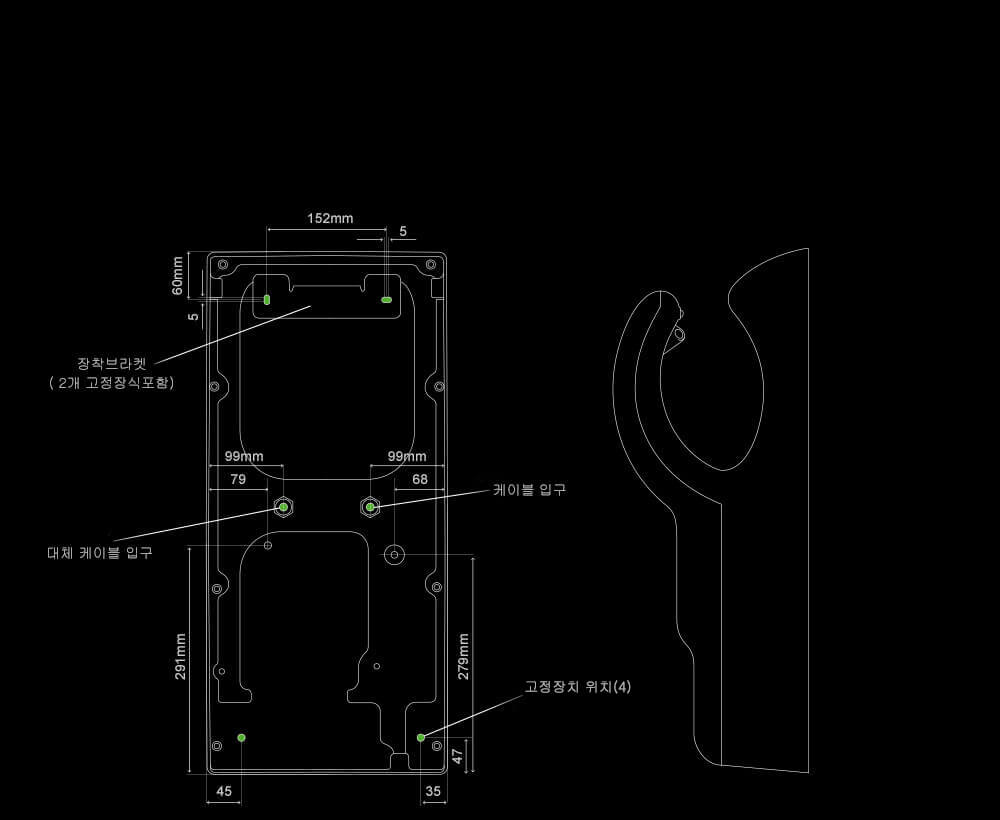 Internal dimensions of the Dyson Airblade dB hand dryer